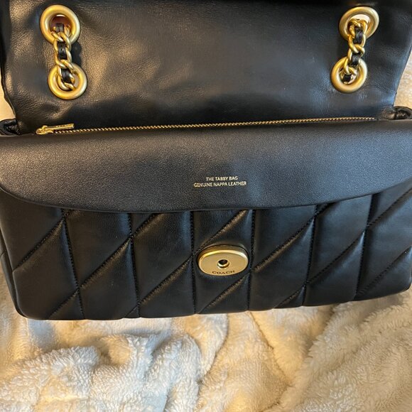 COACH Tabby 26 Quilted Shoulder Crossbody Bag CP150 Black w/ Brass + Dust Bag - Picture 10 of 15